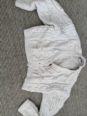 Zara Cream Cable Knit Cropped Cardigan